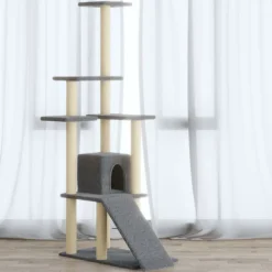 vidaXL Rascador para gatos con postes de sisal 155 cm Gris claro