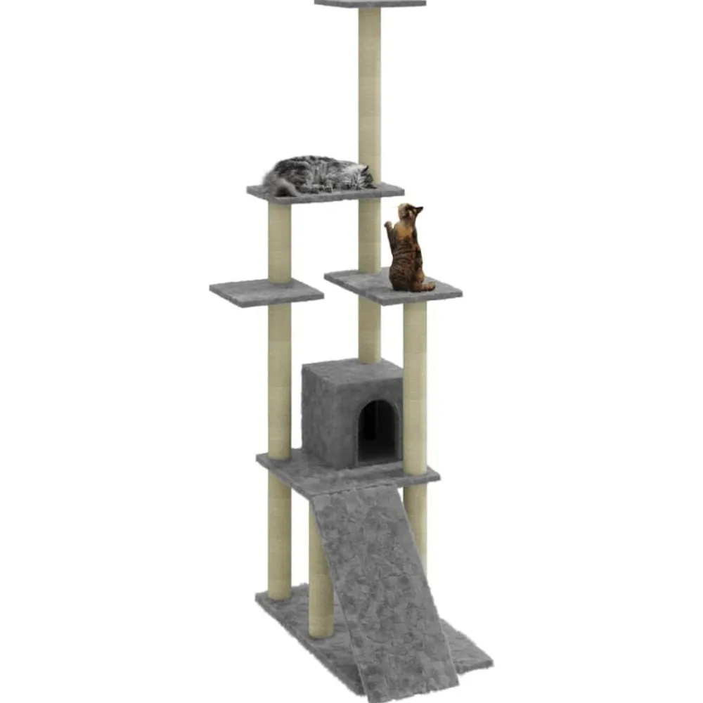 vidaXL Rascador para gatos con postes de sisal 155 cm Gris claro