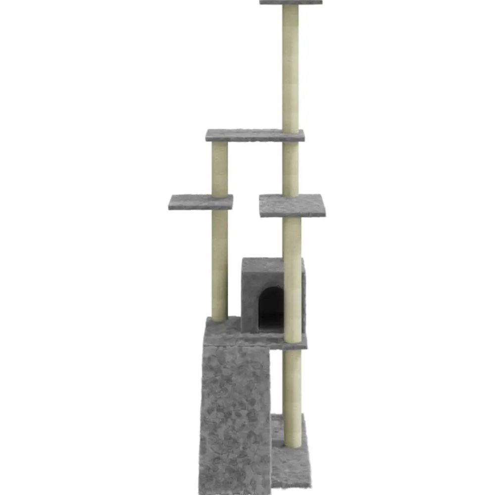 vidaXL Rascador para gatos con postes de sisal 155 cm Gris claro