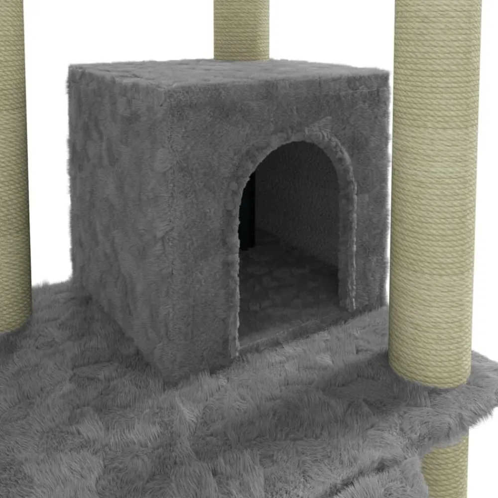 vidaXL Rascador para gatos con postes de sisal 155 cm Gris claro