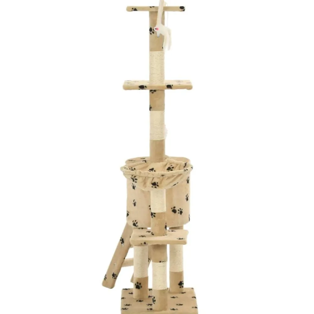 vidaXL Productos Para Mascotas-Rascador para gatos con poste de sisal 138 cm huellas beige