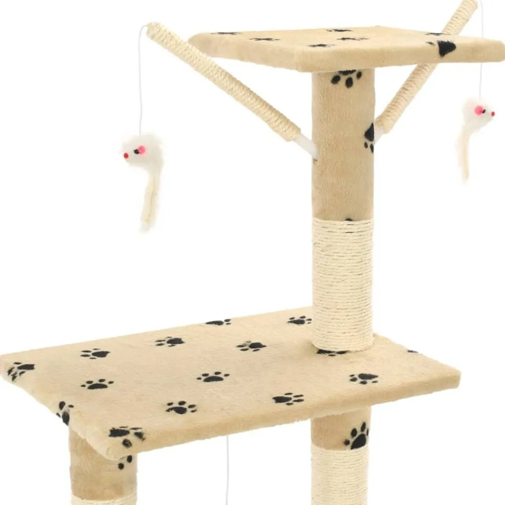 vidaXL Productos Para Mascotas-Rascador para gatos con poste de sisal 138 cm huellas beige