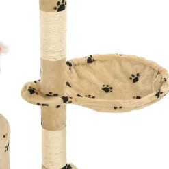 vidaXL Productos Para Mascotas-Rascador para gatos con poste de sisal 138 cm huellas beige