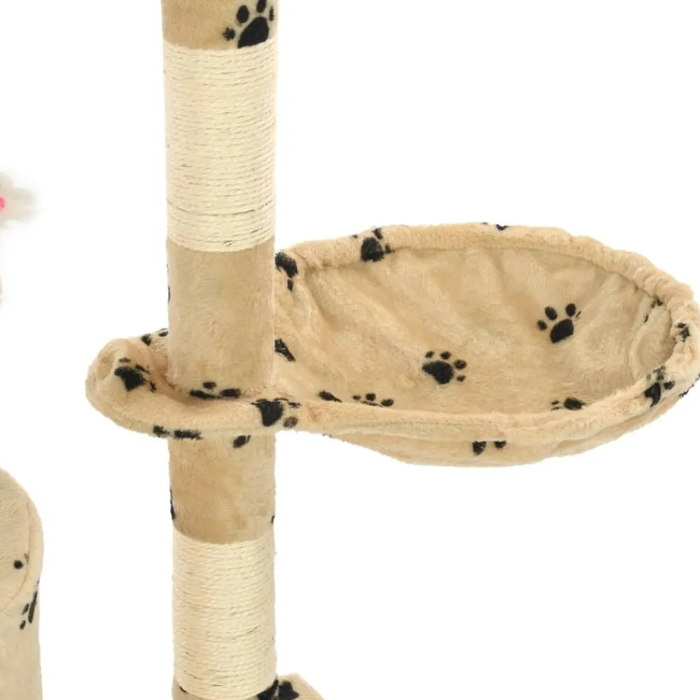 vidaXL Productos Para Mascotas-Rascador para gatos con poste de sisal 138 cm huellas beige