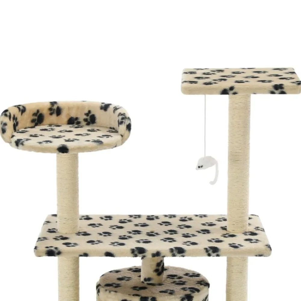 vidaXL Rascador para gatos con poste de sisal 95 cm huellas beige Beige con huellas de patas Discount