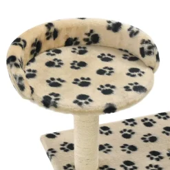 vidaXL Rascador para gatos con poste de sisal 95 cm huellas beige Beige con huellas de patas Discount