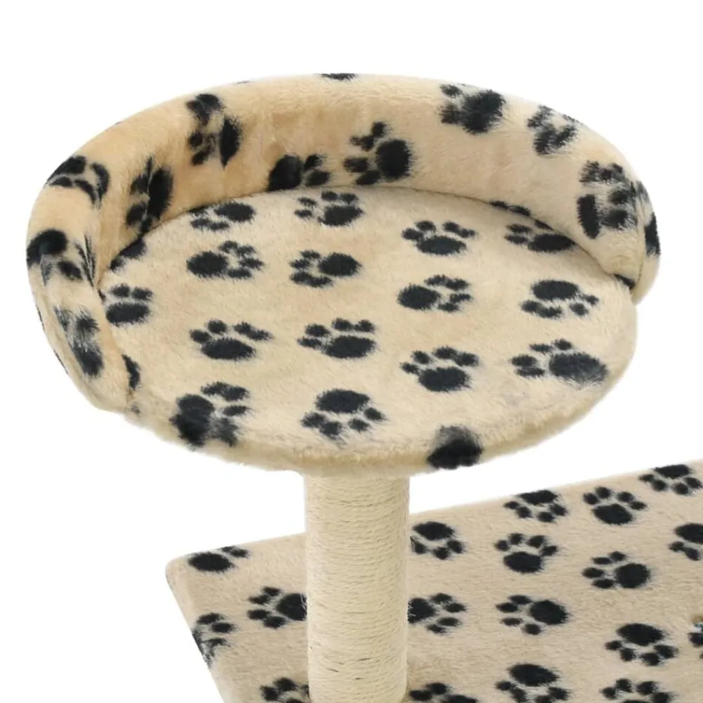 vidaXL Rascador para gatos con poste de sisal 95 cm huellas beige Beige con huellas de patas Discount
