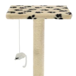 vidaXL Rascador para gatos con poste de sisal 95 cm huellas beige Beige con huellas de patas Discount
