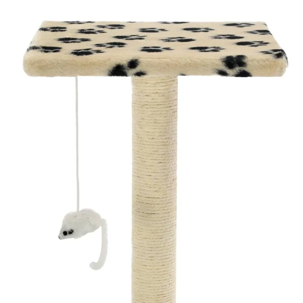 vidaXL Rascador para gatos con poste de sisal 95 cm huellas beige Beige con huellas de patas Discount