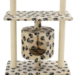 vidaXL Rascador para gatos con poste de sisal 95 cm huellas beige Beige con huellas de patas Discount