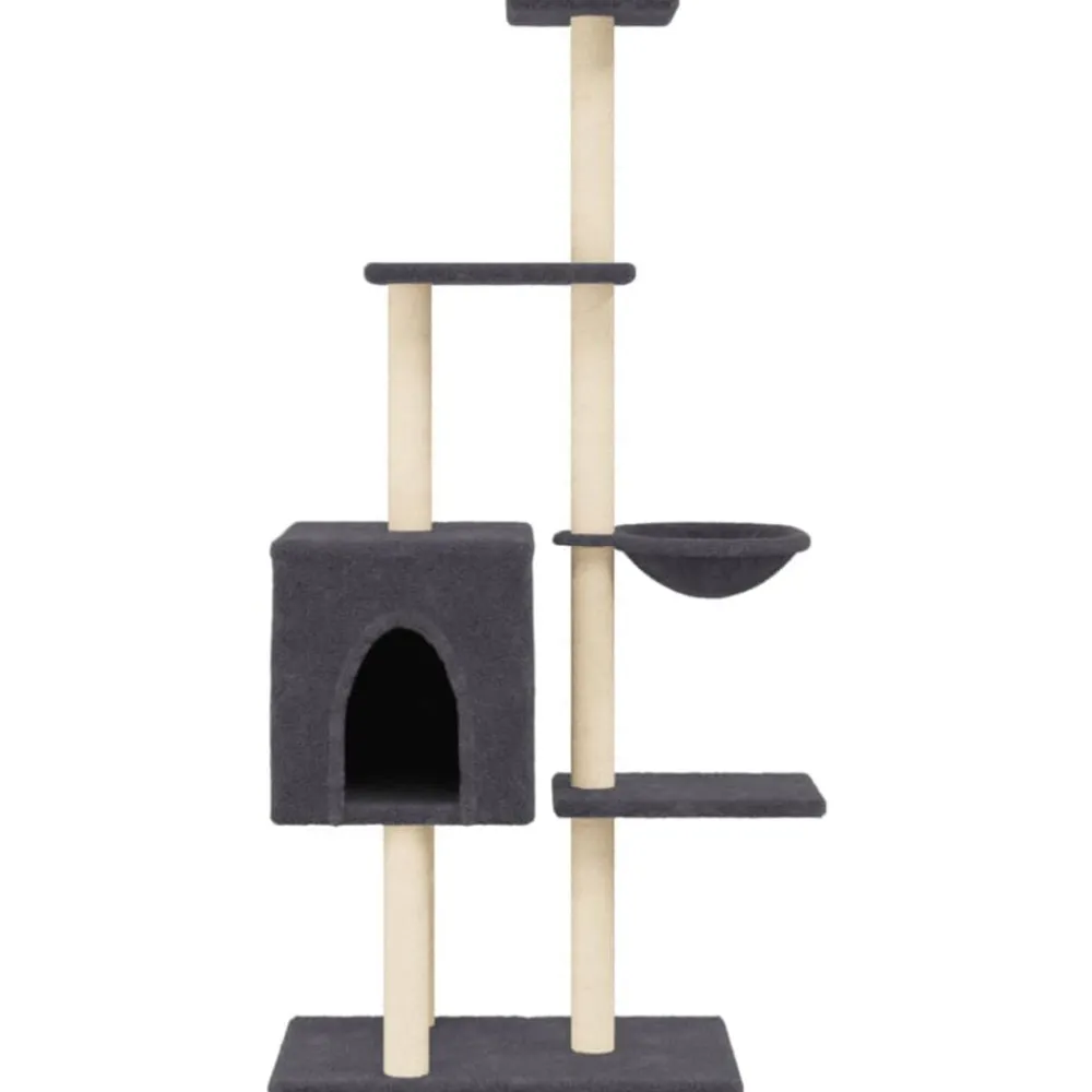 vidaXL Rascador para gatos con postes de sisal 145 cm Gris oscuro Sale