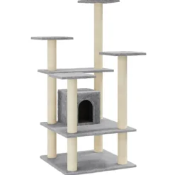 vidaXL Rascador para gatos con postes de sisal 110 cm Gris claro