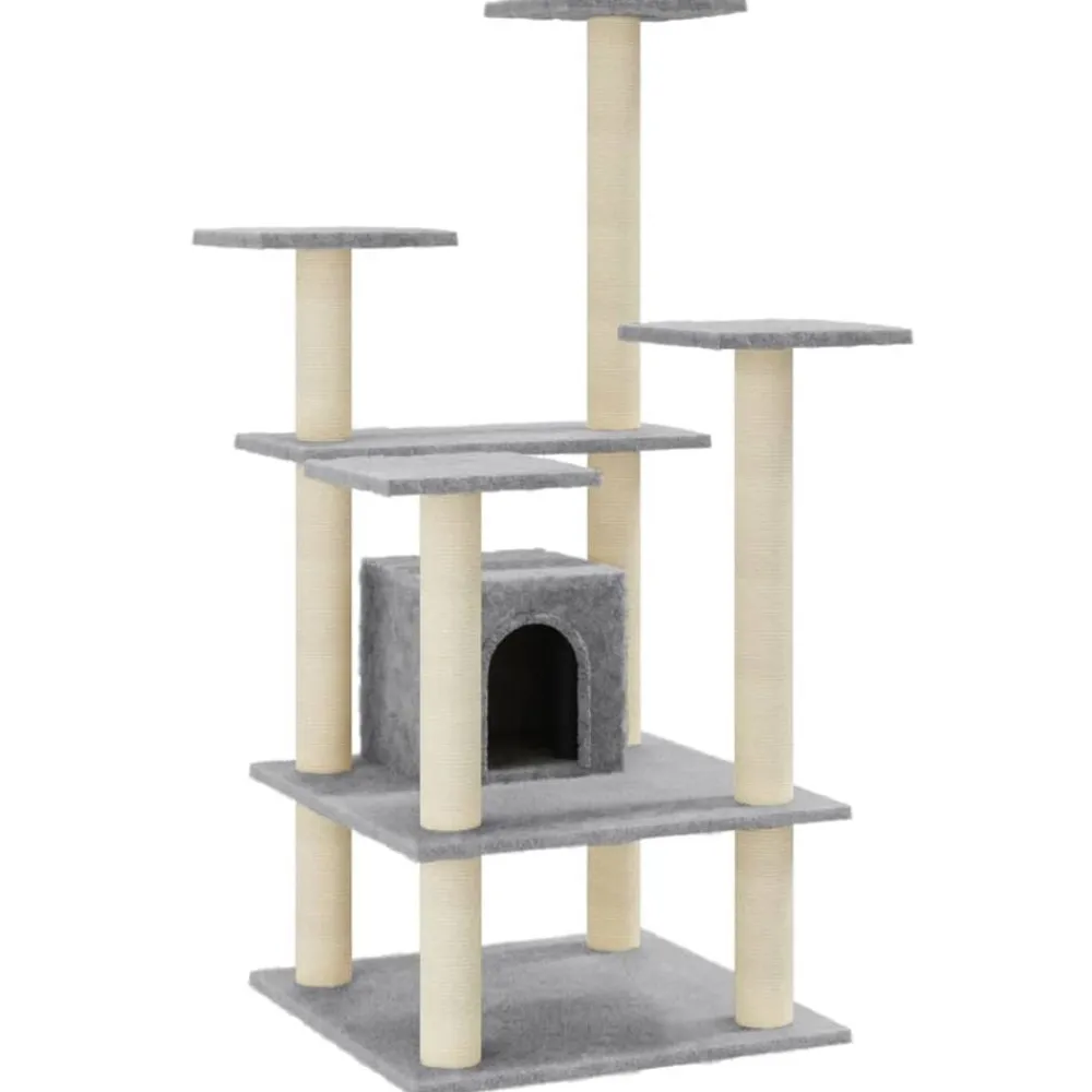 vidaXL Rascador para gatos con postes de sisal 110 cm Gris claro