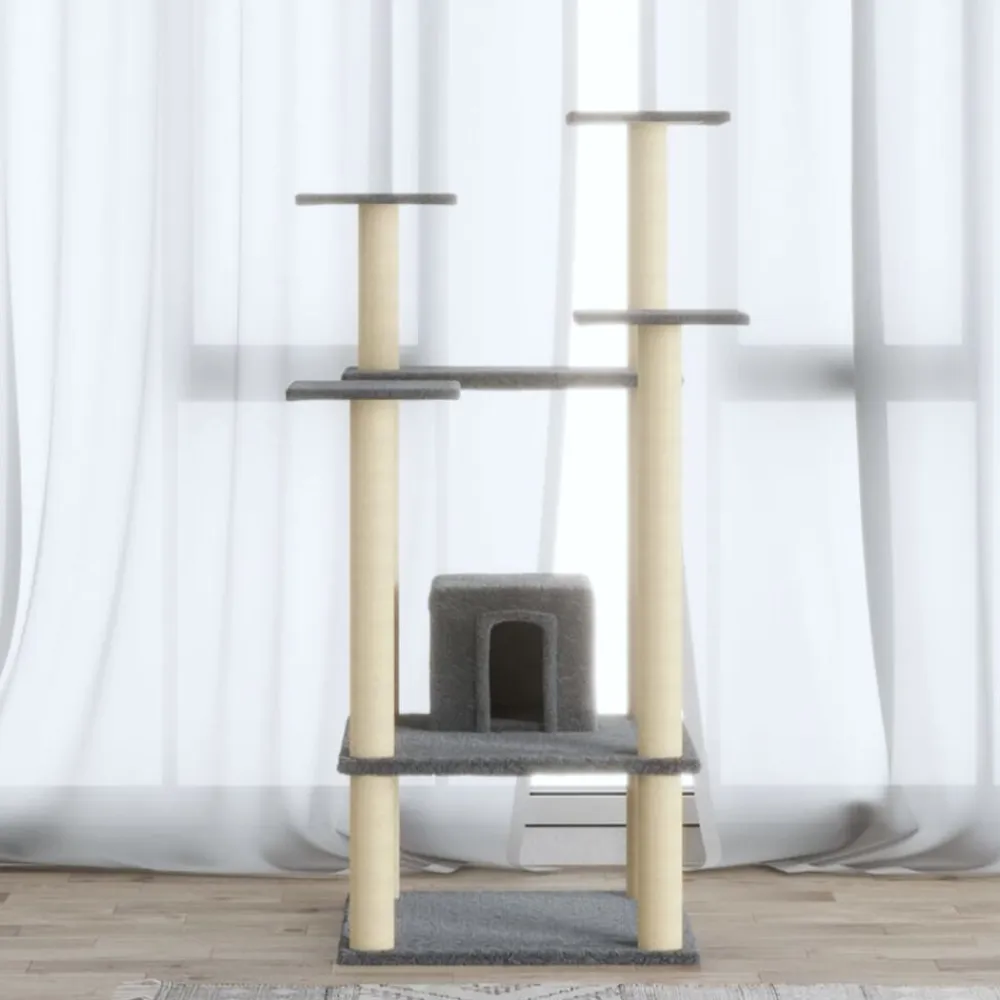 vidaXL Rascador para gatos con postes de sisal 110 cm Gris claro