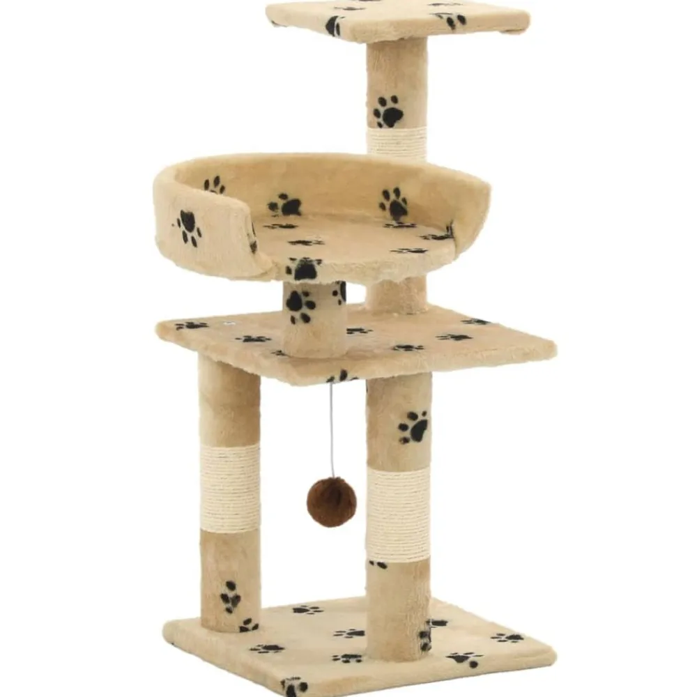 vidaXL Rascador para gatos poste de sisal 65 cm huellas beige Amarillo con huellas Hot