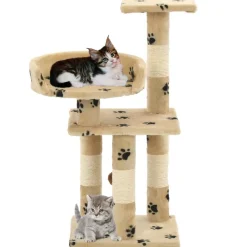 vidaXL Rascador para gatos poste de sisal 65 cm huellas beige Amarillo con huellas Hot