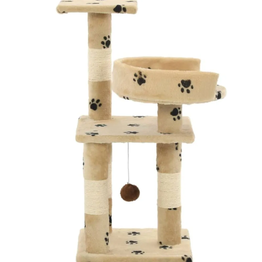 vidaXL Rascador para gatos poste de sisal 65 cm huellas beige Amarillo con huellas Hot