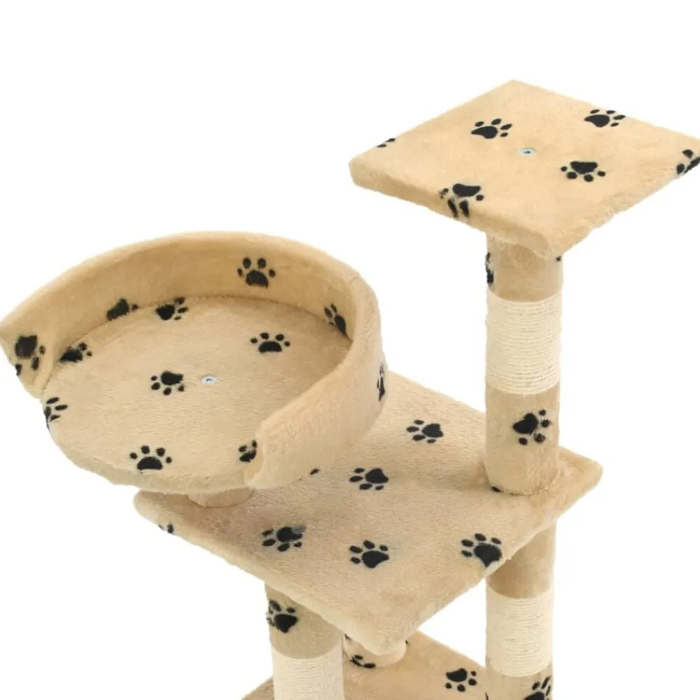 vidaXL Rascador para gatos poste de sisal 65 cm huellas beige Amarillo con huellas Hot