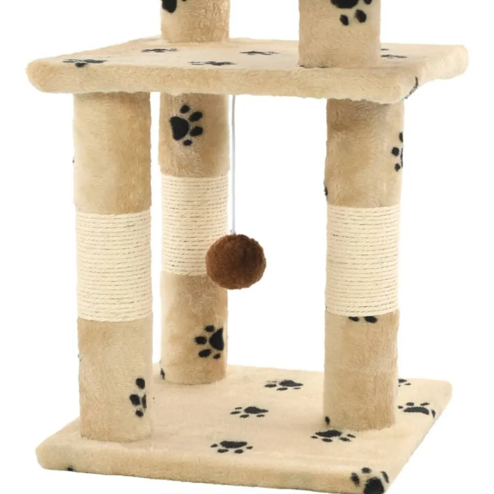 vidaXL Rascador para gatos poste de sisal 65 cm huellas beige Amarillo con huellas Hot