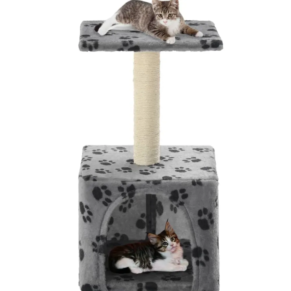 vidaXL Productos Para Mascotas-Rascador para gatos con poste de sisal 55 cm huellas beige