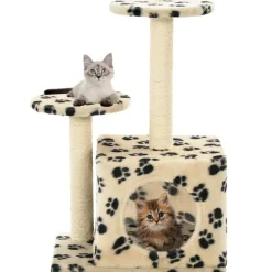 vidaXL Rascador para gatos con poste de sisal huellas beige 60 cm Beige con huellas&nbsp;de patas Hot