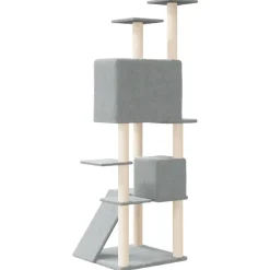 vidaXL Rascador para gatos con postes de sisal 153 cm Gris claro New
