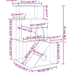vidaXL Productos Para Mascotas-Rascador para gatos con postes de sisal 97 cm