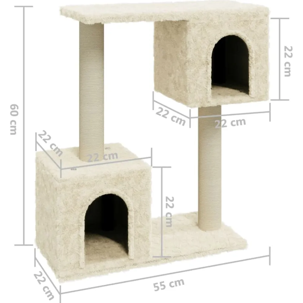 vidaXL Productos Para Mascotas-Rascador para gatos con postes de sisal 60 cm