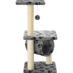 vidaXL Rascador para gatos con poste de sisal 65 cm huellas gris Gris con huellas de patas New