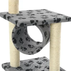 vidaXL Rascador para gatos con poste de sisal 65 cm huellas gris Gris con huellas de patas New