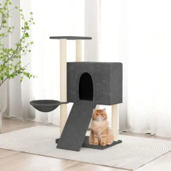 vidaXL Rascador para gatos con postes de sisal 96 cm Gris oscuro Clearance