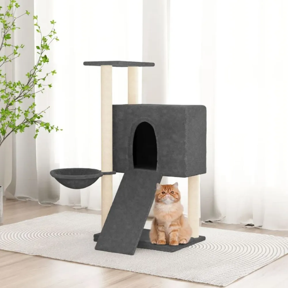 vidaXL Rascador para gatos con postes de sisal 96 cm Gris oscuro Clearance