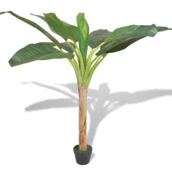 vidaXL Decoración-Árbol bananero artificial con macetero 150 cm verde
