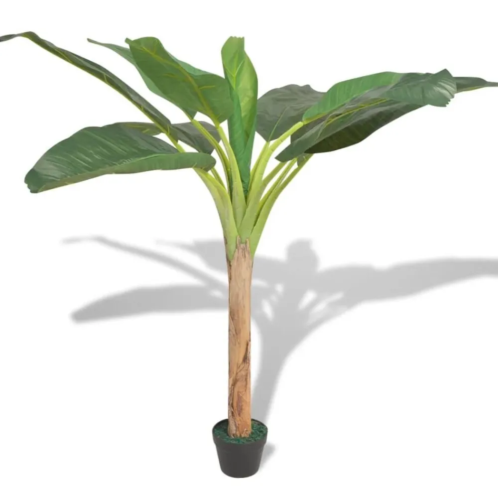 vidaXL Decoración-Árbol bananero artificial con macetero 150 cm verde