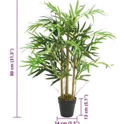 vidaXL Decoración-Árbol de bambú artificial con 500 hojas verde 80 cm