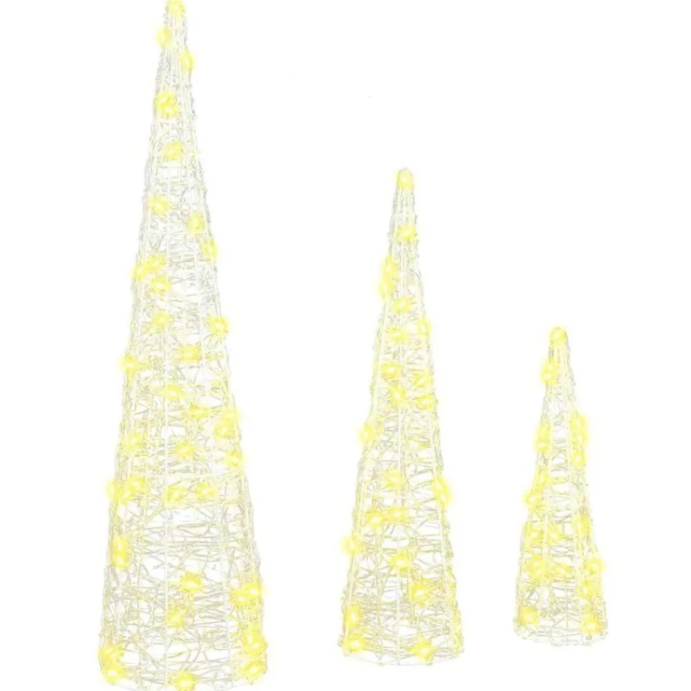 vidaXL Árbol de Navidad 3 pcs cálido 20 x 20 x 80 cm Acrílico cálido Sale