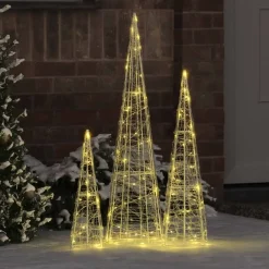 vidaXL Árbol de Navidad 3 pcs cálido 20 x 20 x 80 cm Acrílico c&aacute;lido Sale