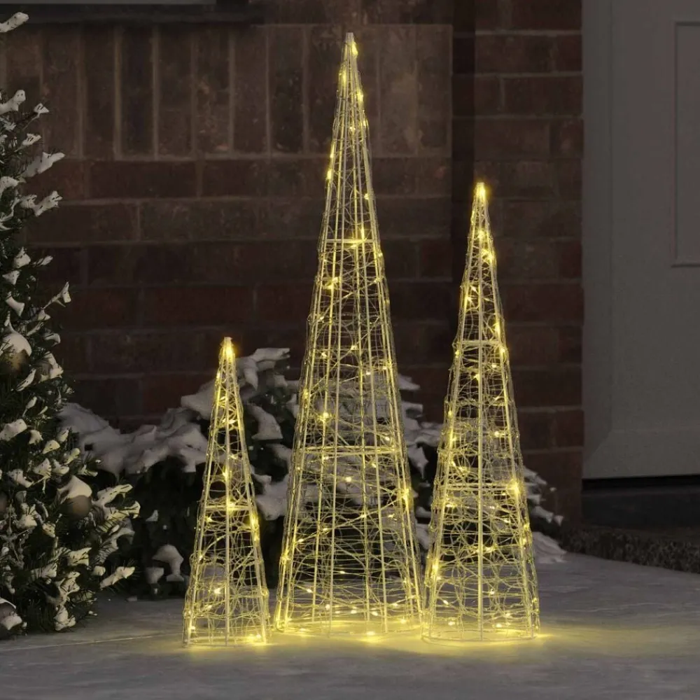 vidaXL Árbol de Navidad 3 pcs cálido 20 x 20 x 80 cm Acrílico cálido Sale