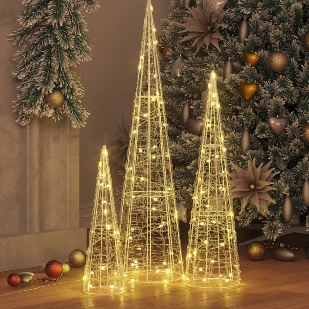 vidaXL Árbol de Navidad 3 pcs cálido 20 x 20 x 80 cm Acrílico cálido Sale