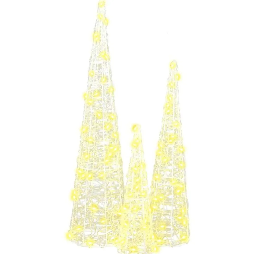 vidaXL Árbol de Navidad 3 pcs cálido 20 x 20 x 80 cm Acrílico cálido Sale