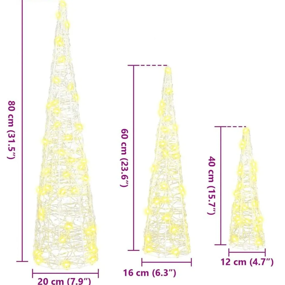 vidaXL Árbol de Navidad 3 pcs cálido 20 x 20 x 80 cm Acrílico cálido Sale