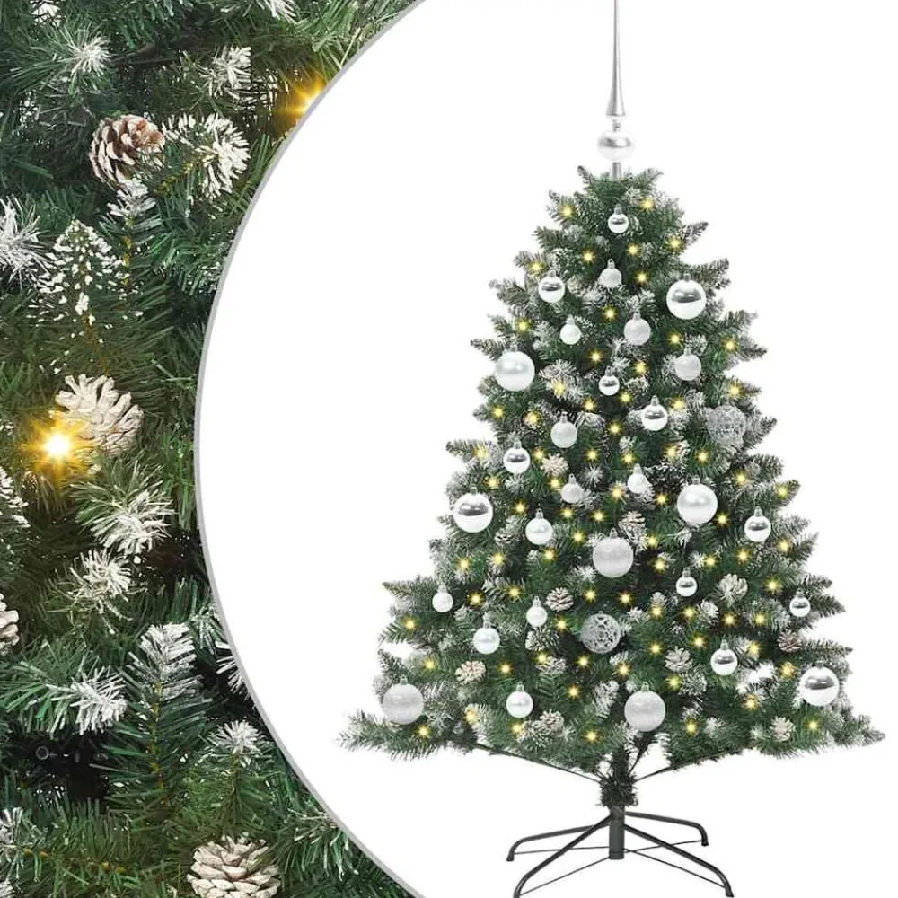 vidaXL Decoración-Árbol de Navidad artificial Verde 120 cm PVC, Plástico y Acero