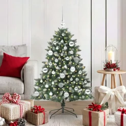 vidaXL Decoración-Árbol de Navidad artificial Verde 120 cm PVC, Plástico y Acero