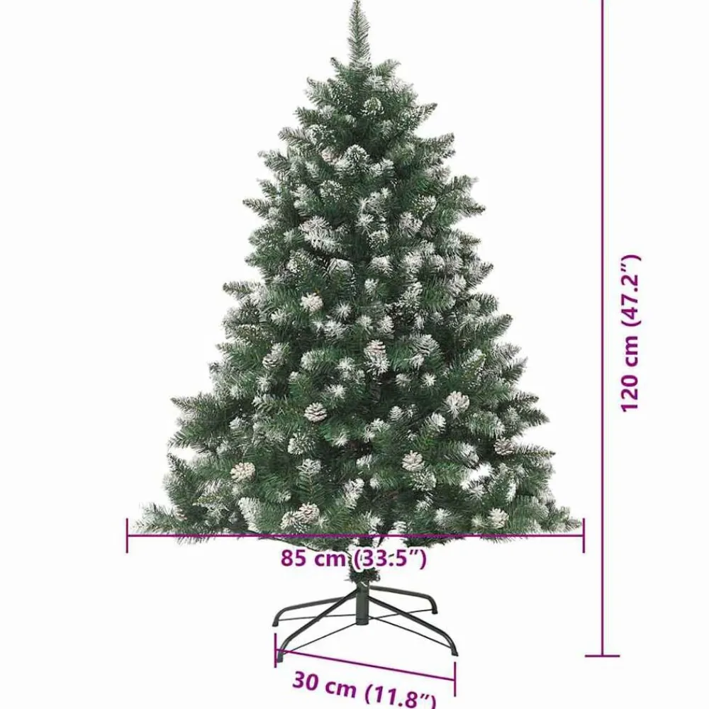 vidaXL Decoración-Árbol de Navidad artificial Verde 120 cm PVC, Plástico y Acero