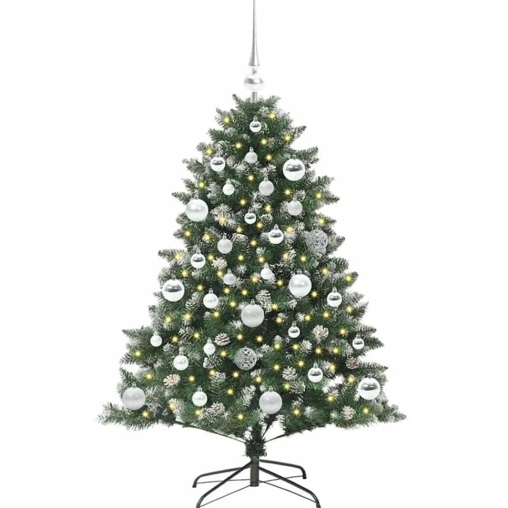 vidaXL Decoración-Árbol de Navidad artificial Verde 120 cm PVC, Plástico y Acero