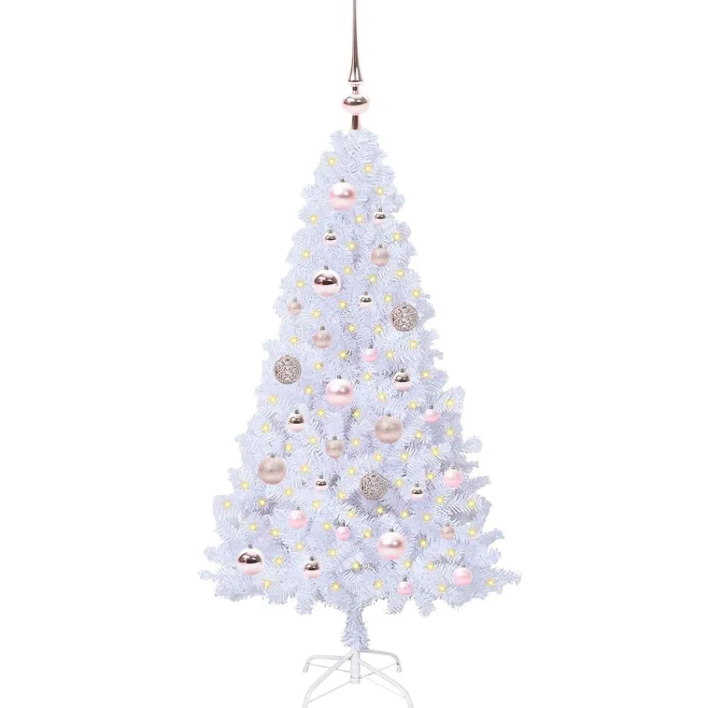 vidaXL Árbol de Navidad artificial con 150 LED 120 cm PVC y Acero Rosa Best