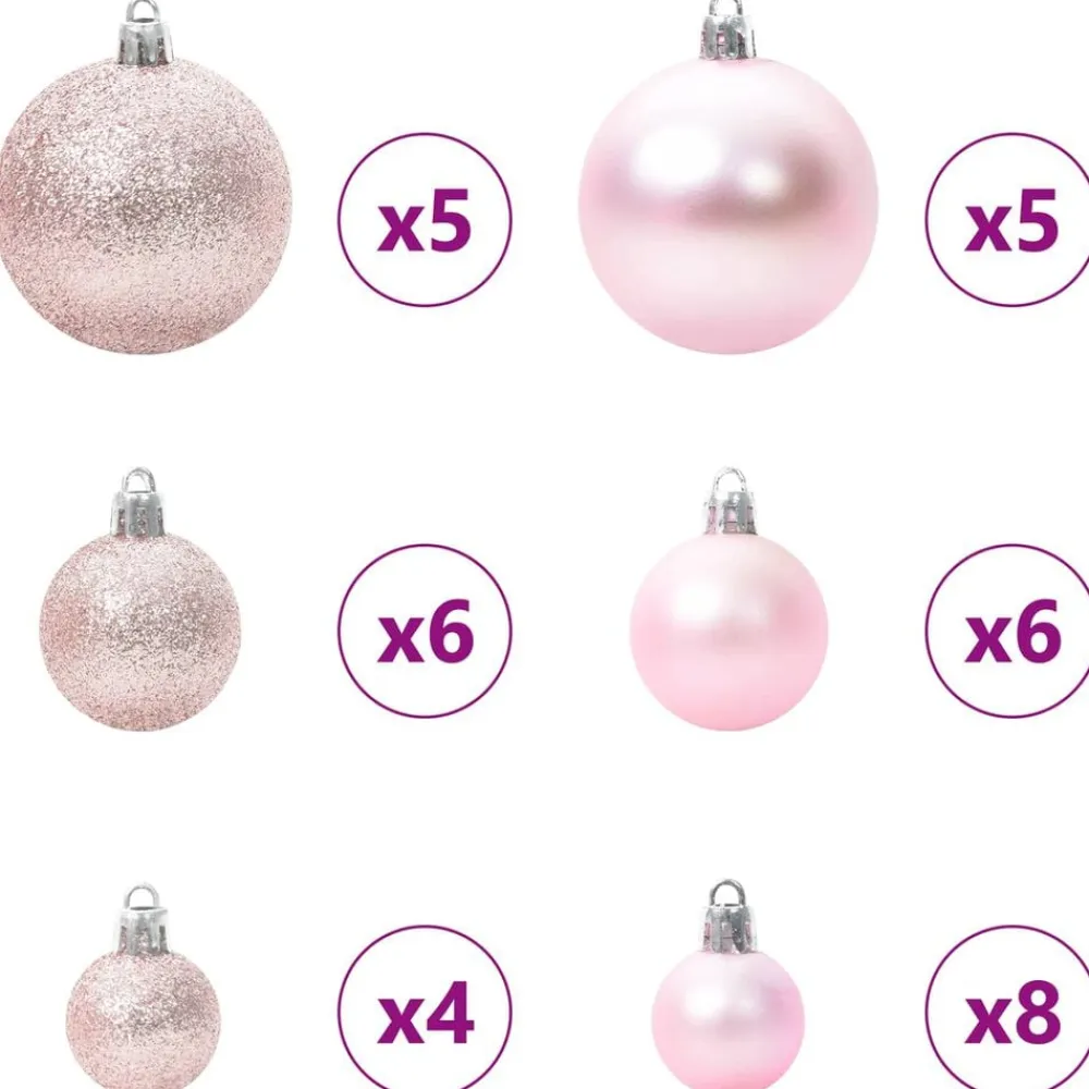 vidaXL Árbol de Navidad artificial con 150 LED 120 cm PVC y Acero Rosa Best