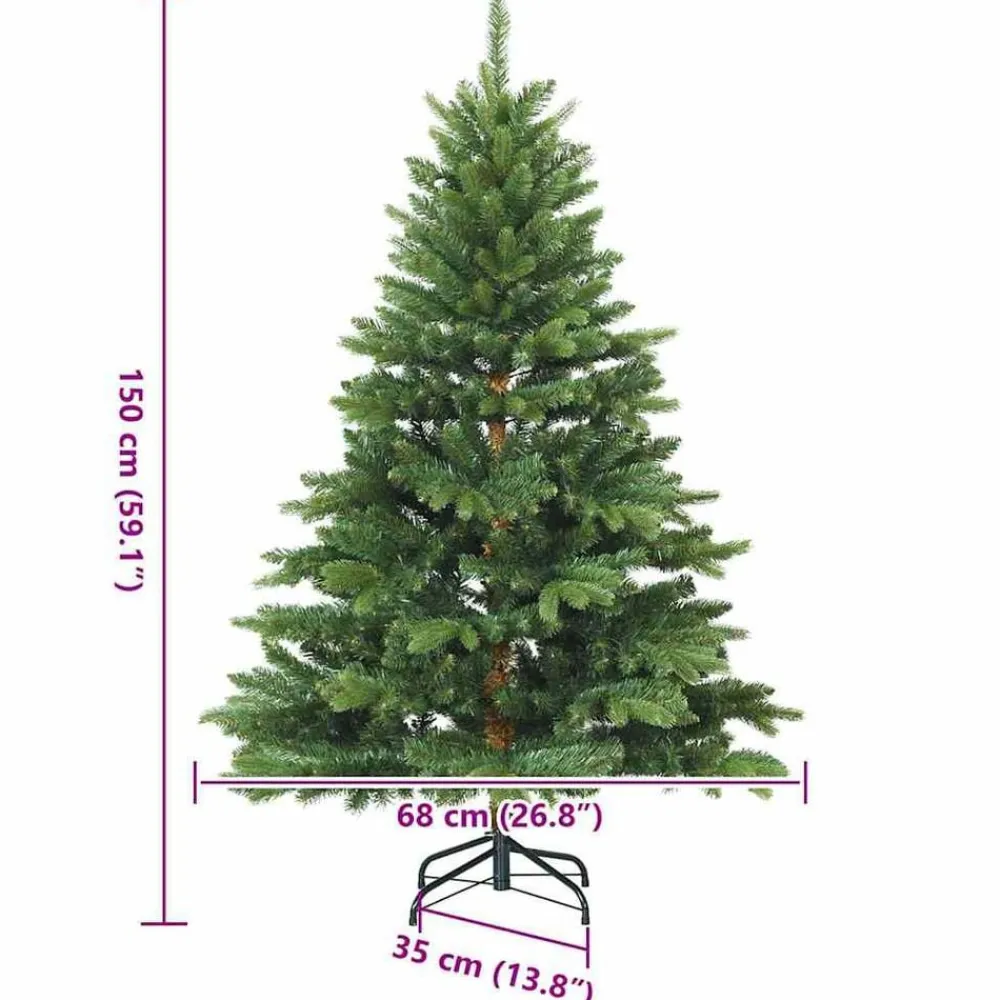 vidaXL Decoración-Árbol de Navidad artificial con 150 LED 150 cm PE y PVC