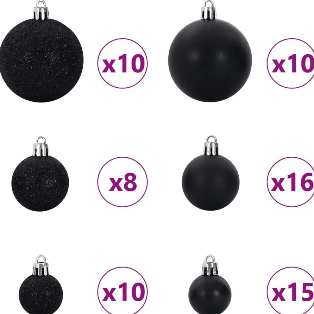 vidaXL Árbol de Navidad artificial con ramas articuladas 180 cm Negro Best