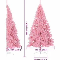 vidaXL Árbol de Navidad Artificial Preiluminado 180 cm PVC Rosa